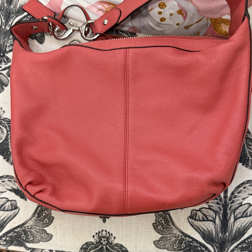 Coach Vibrant Dark Coral Leather Hobo Bag - Picture 5 of 11